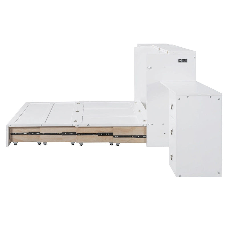 Engineered Wood Queen Size Murphy Bed with USB Port, Large Drawer, and Desk - image 10