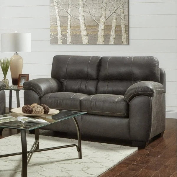 Leather Roundhill Furniture Tirana Contemporary Fabric Pillow- Arm 4-Piece Sofa Set in Sequoia Ash - image 8