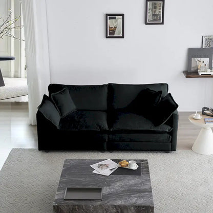 Solid Wood Black 4-Piece Chenille Modar Sectional Sofa with Loveseat & Ottomans - image 2