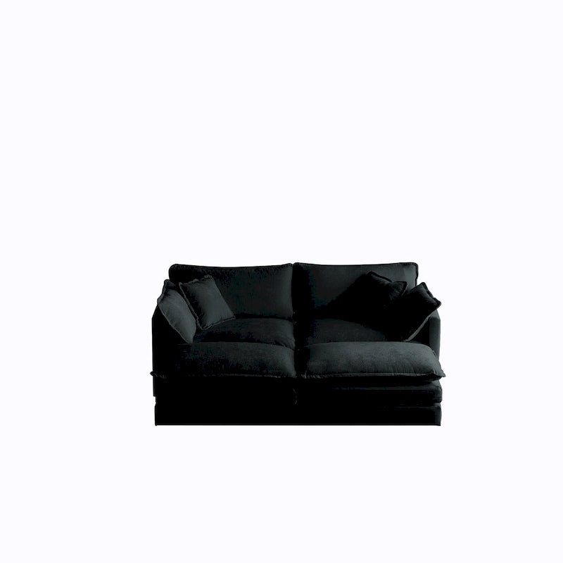 Solid Wood Black 4-Piece Chenille Modar Sectional Sofa with Loveseat & Ottomans - image 3