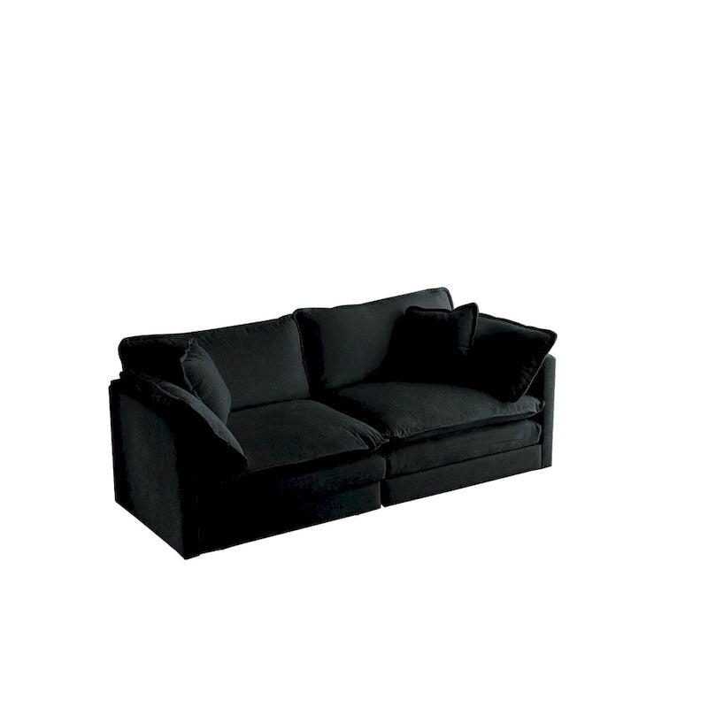 Solid Wood Black 4-Piece Chenille Modar Sectional Sofa with Loveseat & Ottomans - image 5