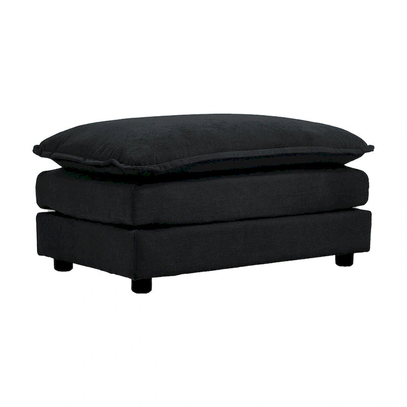 Solid Wood Black 4-Piece Chenille Modar Sectional Sofa with Loveseat & Ottomans - image 6