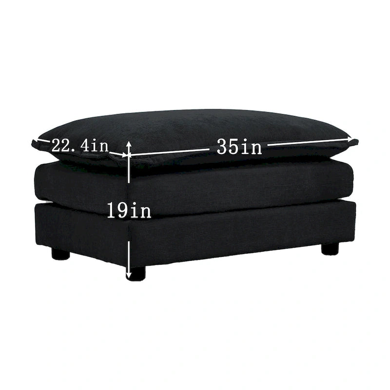 Solid Wood Black 4-Piece Chenille Modar Sectional Sofa with Loveseat & Ottomans - image 7