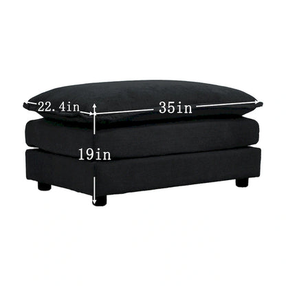 Solid Wood Black 4-Piece Chenille Modar Sectional Sofa with Loveseat & Ottomans - image 7
