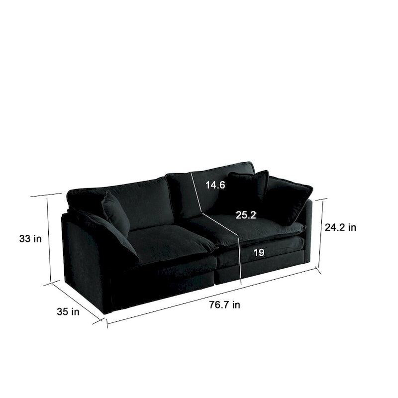 Solid Wood Black 4-Piece Chenille Modar Sectional Sofa with Loveseat & Ottomans - image 9