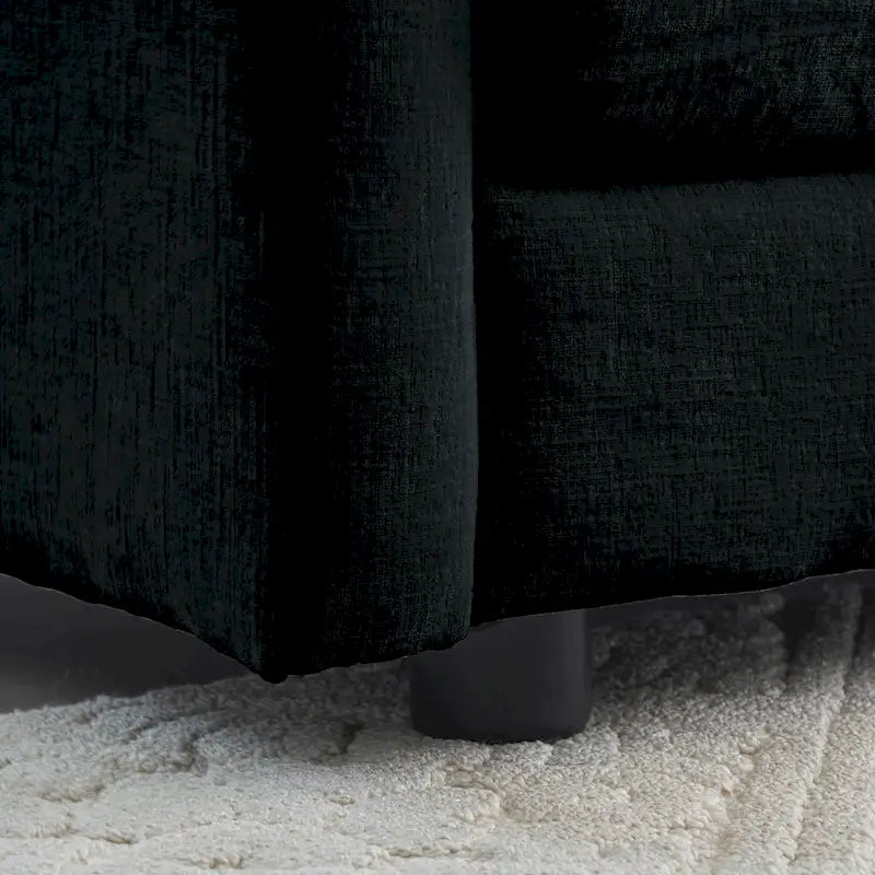 Solid Wood Black 4-Piece Chenille Modar Sectional Sofa with Loveseat & Ottomans - image 12