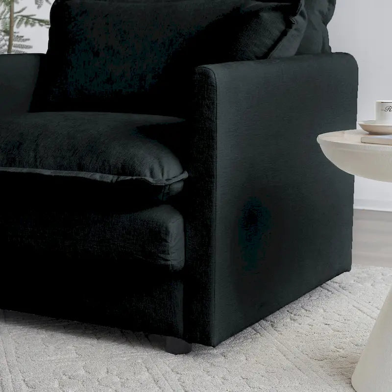 Solid Wood Black 4-Piece Chenille Modar Sectional Sofa with Loveseat & Ottomans - image 13