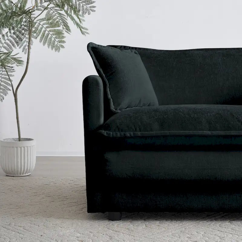 Solid Wood Black 4-Piece Chenille Modar Sectional Sofa with Loveseat & Ottomans - image 14
