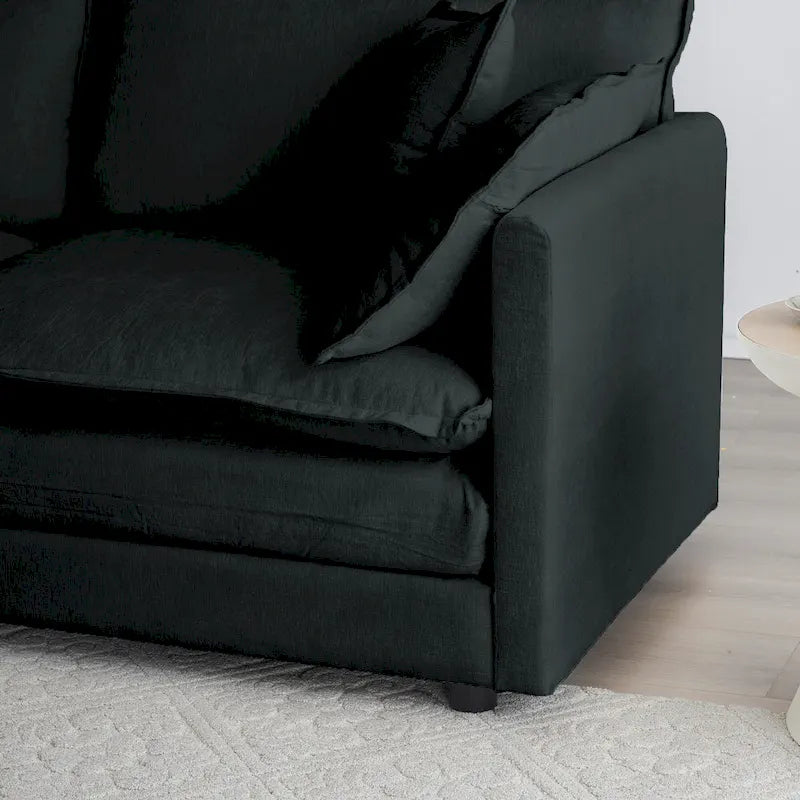 Solid Wood Black 4-Piece Chenille Modar Sectional Sofa with Loveseat & Ottomans - image 15