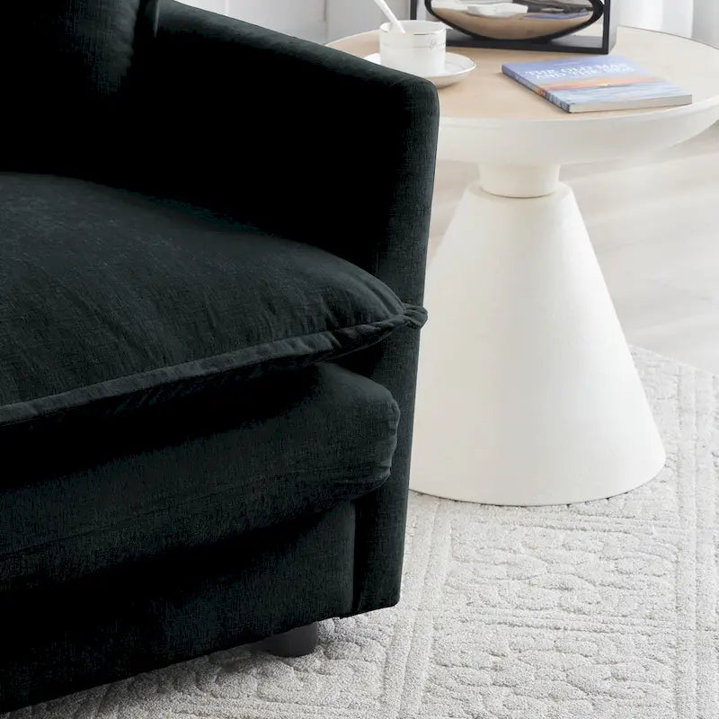 Solid Wood Black 4-Piece Chenille Modar Sectional Sofa with Loveseat & Ottomans - image 16