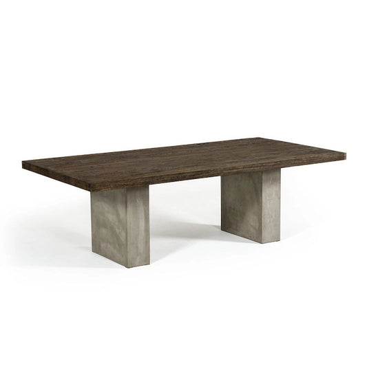 Wood Cid Ari Dining Table, Concrete Base 118 Inch Rectangar Brown Oak - image 1