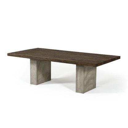 Wood Cid Ari Dining Table, Concrete Base 118 Inch Rectangar Brown Oak - image 2