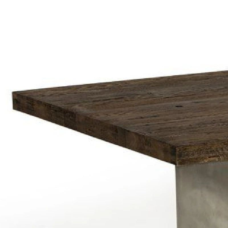 Wood Cid Ari Dining Table, Concrete Base 118 Inch Rectangar Brown Oak - image 3