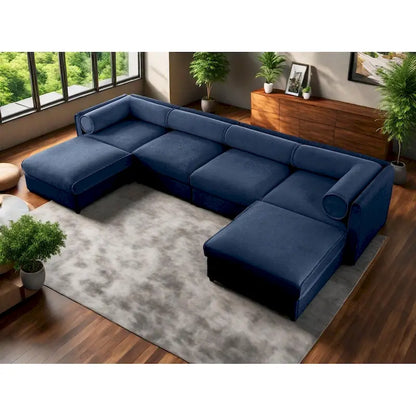 Fabric 142.5 Chenille Upholstered U-Shaped Modar Sectional Sofa with Storage Seat, DIY Combination