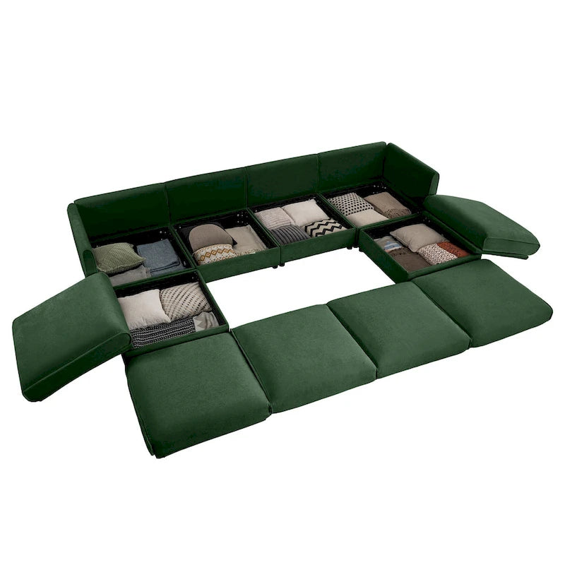 Fabric 142.5 Chenille Upholstered U-Shaped Modar Sectional Sofa with Storage Seat, DIY Combination - image 2