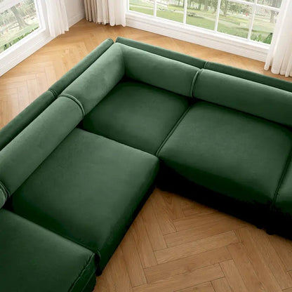 Fabric 142.5 Chenille Upholstered U-Shaped Modar Sectional Sofa with Storage Seat, DIY Combination - image 3