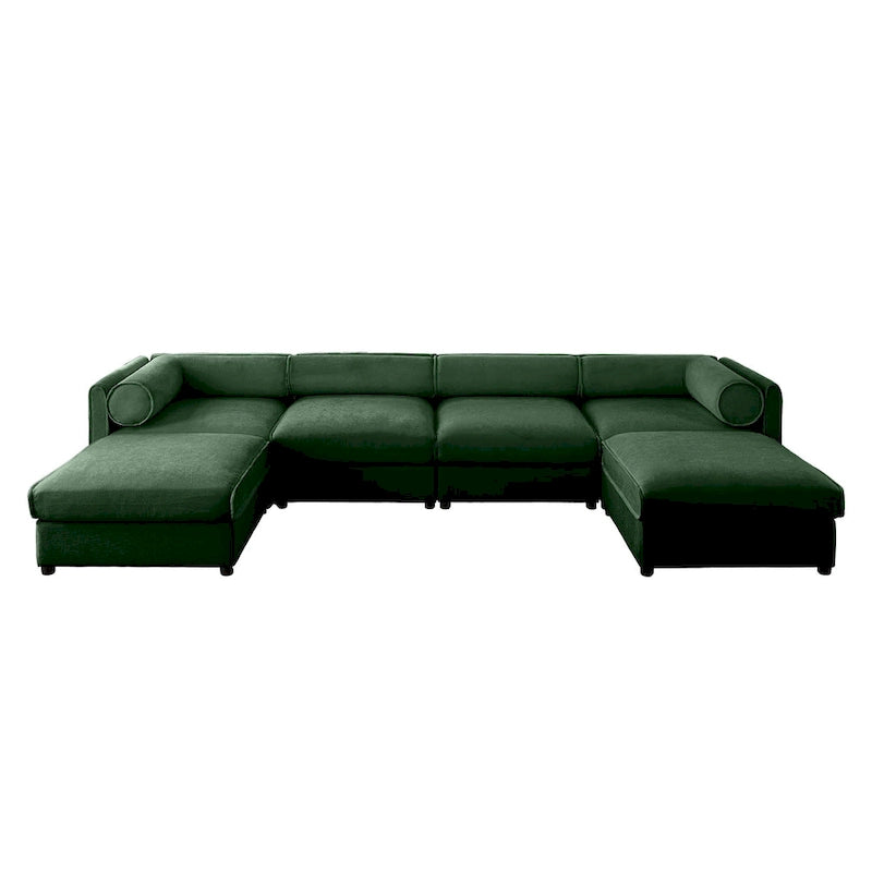Fabric 142.5 Chenille Upholstered U-Shaped Modar Sectional Sofa with Storage Seat, DIY Combination - image 10