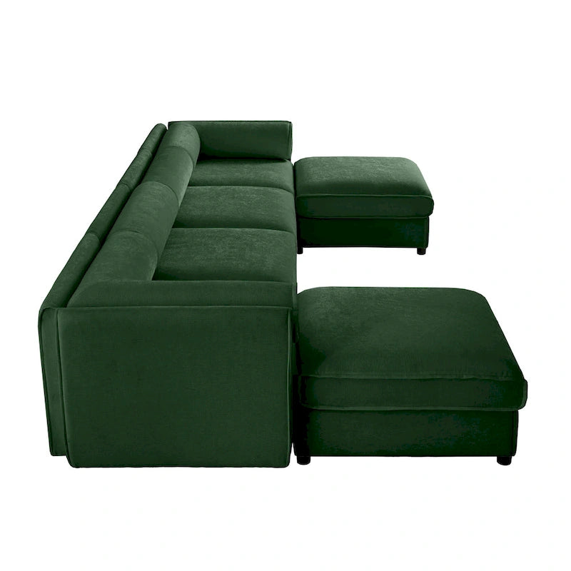 Fabric 142.5 Chenille Upholstered U-Shaped Modar Sectional Sofa with Storage Seat, DIY Combination - image 11