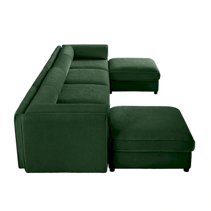 Fabric 142.5 Chenille Upholstered U-Shaped Modar Sectional Sofa with Storage Seat, DIY Combination - image 11