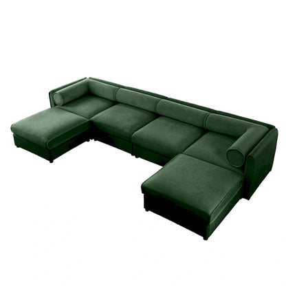 Fabric 142.5 Chenille Upholstered U-Shaped Modar Sectional Sofa with Storage Seat, DIY Combination - image 12
