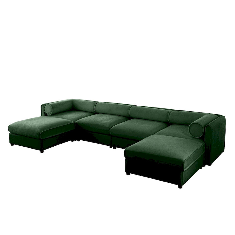 Fabric 142.5 Chenille Upholstered U-Shaped Modar Sectional Sofa with Storage Seat, DIY Combination - image 14