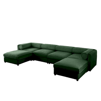 Fabric 142.5 Chenille Upholstered U-Shaped Modar Sectional Sofa with Storage Seat, DIY Combination - image 14