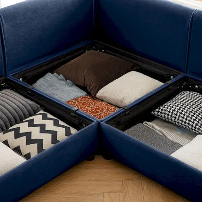 Fabric 142.5 Chenille Upholstered U-Shaped Modar Sectional Sofa with Storage Seat, DIY Combination - image 24