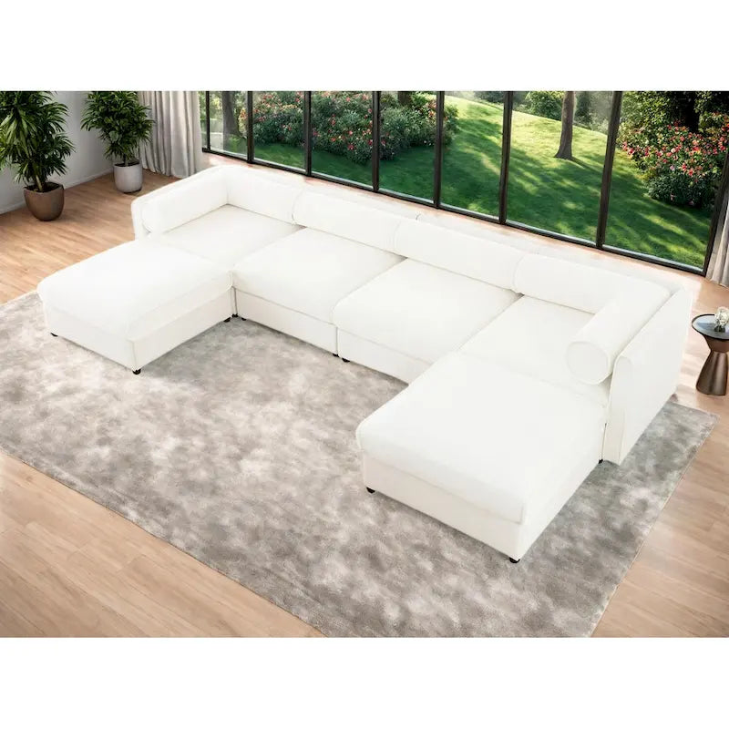 Fabric 142.5 Chenille Upholstered U-Shaped Modar Sectional Sofa with Storage Seat, DIY Combination - image 31