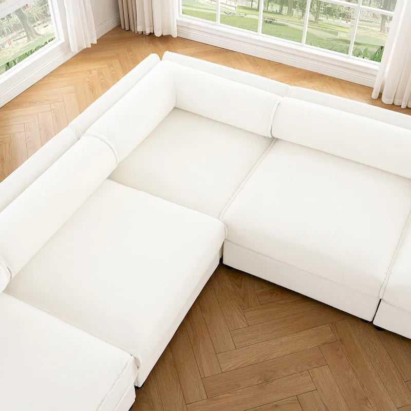 Fabric 142.5 Chenille Upholstered U-Shaped Modar Sectional Sofa with Storage Seat, DIY Combination - image 33