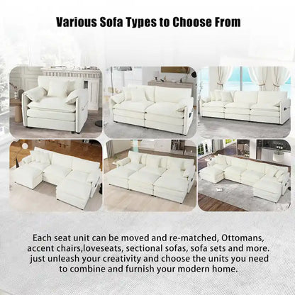 Wood 109.45 Chenille Upholstered L-Shaped Modar Sectional Sofa with Double-Layer Cushions, DIY Combination - image 2