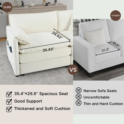 Wood 109.45 Chenille Upholstered L-Shaped Modar Sectional Sofa with Double-Layer Cushions, DIY Combination - image 4