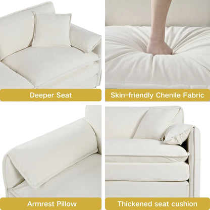Wood 109.45 Chenille Upholstered L-Shaped Modar Sectional Sofa with Double-Layer Cushions, DIY Combination - image 5