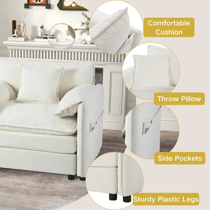 Wood 109.45 Chenille Upholstered L-Shaped Modar Sectional Sofa with Double-Layer Cushions, DIY Combination - image 6