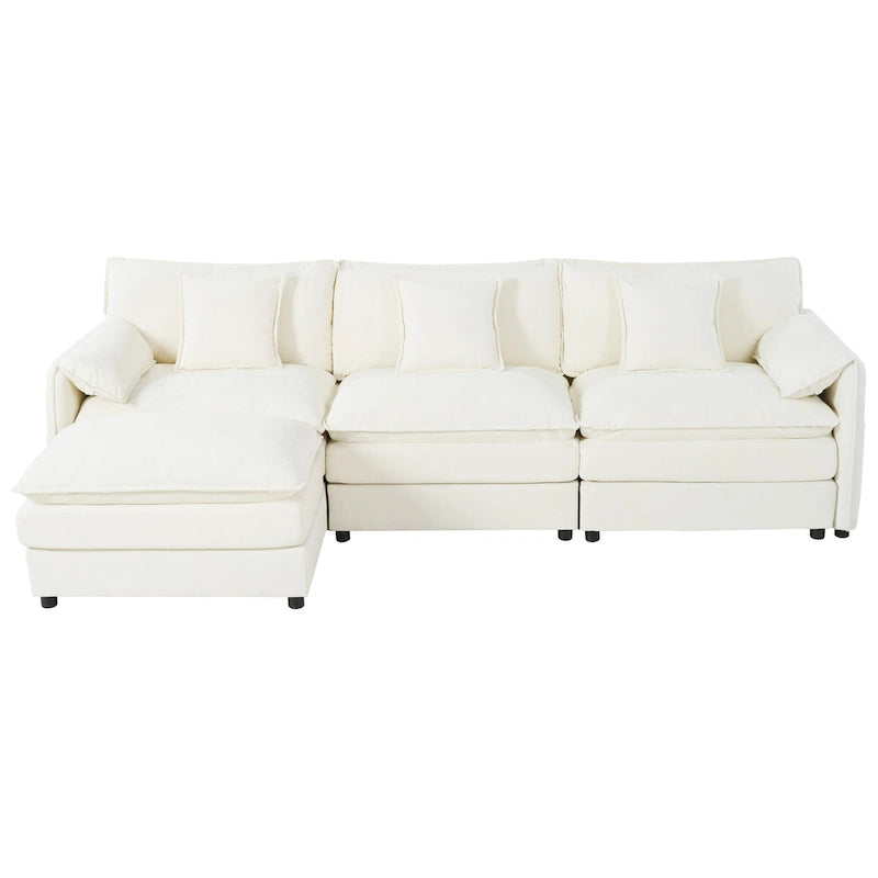 Wood 109.45 Chenille Upholstered L-Shaped Modar Sectional Sofa with Double-Layer Cushions, DIY Combination - image 9