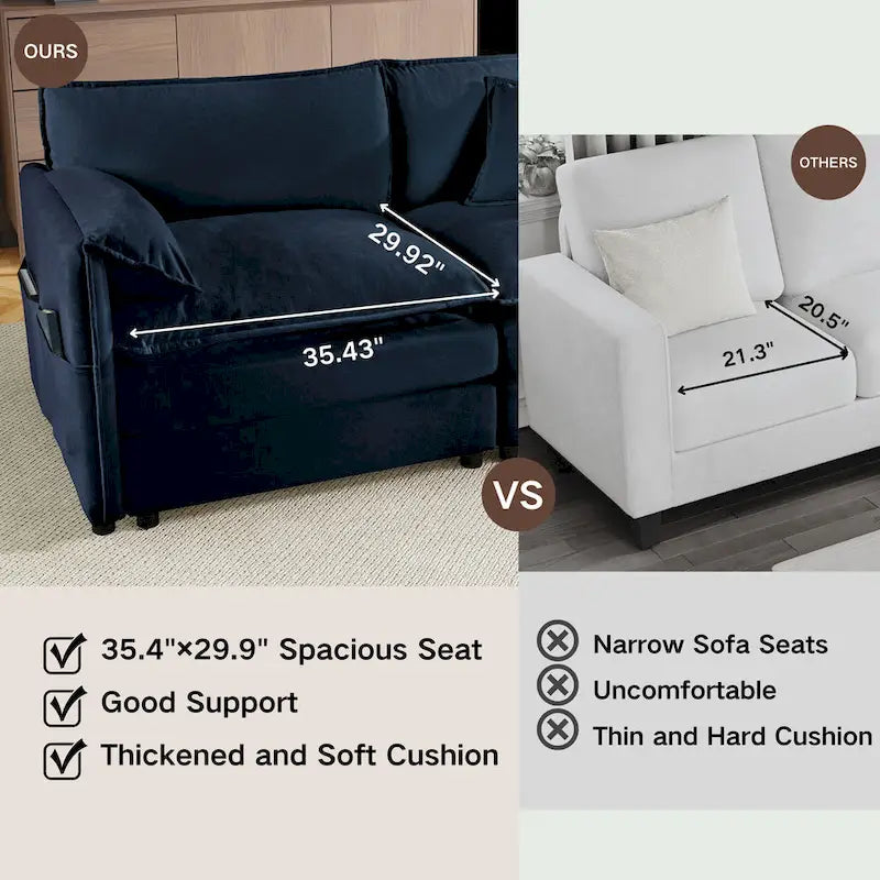 Wood 109.45 Chenille Upholstered L-Shaped Modar Sectional Sofa with Double-Layer Cushions, DIY Combination - image 16