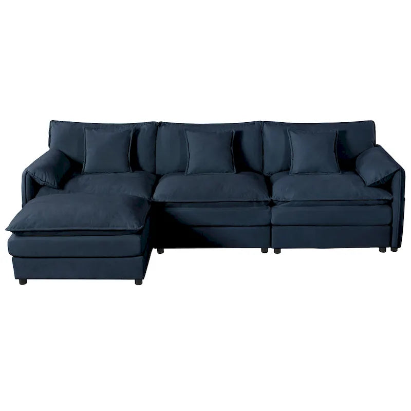 Wood 109.45 Chenille Upholstered L-Shaped Modar Sectional Sofa with Double-Layer Cushions, DIY Combination - image 21