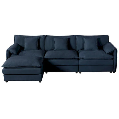 Wood 109.45 Chenille Upholstered L-Shaped Modar Sectional Sofa with Double-Layer Cushions, DIY Combination - image 21