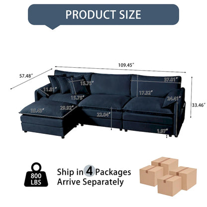 Wood 109.45 Chenille Upholstered L-Shaped Modar Sectional Sofa with Double-Layer Cushions, DIY Combination - image 23