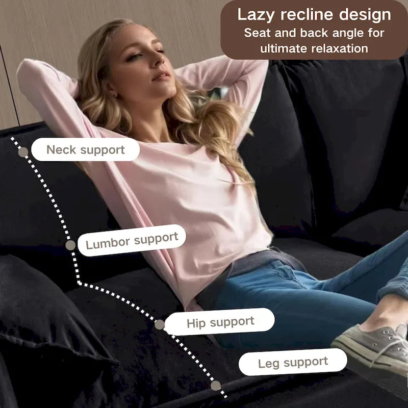 Wood 109.45 Chenille Upholstered L-Shaped Modar Sectional Sofa with Double-Layer Cushions, DIY Combination - image 26
