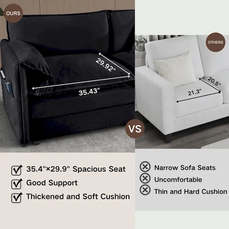 Wood 109.45 Chenille Upholstered L-Shaped Modar Sectional Sofa with Double-Layer Cushions, DIY Combination - image 29