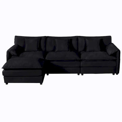 Wood 109.45 Chenille Upholstered L-Shaped Modar Sectional Sofa with Double-Layer Cushions, DIY Combination - image 33
