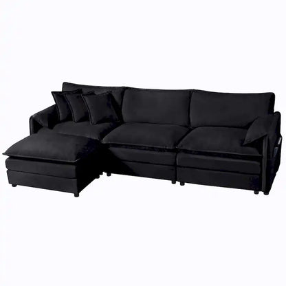 Wood 109.45 Chenille Upholstered L-Shaped Modar Sectional Sofa with Double-Layer Cushions, DIY Combination - image 34