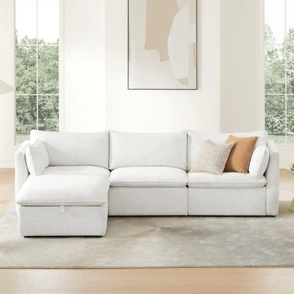Wood Cypress L-shape Sectional Couches Modar Sofa with Ottoman