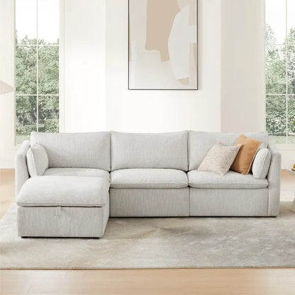Wood Cypress L-shape Sectional Couches Modar Sofa with Ottoman