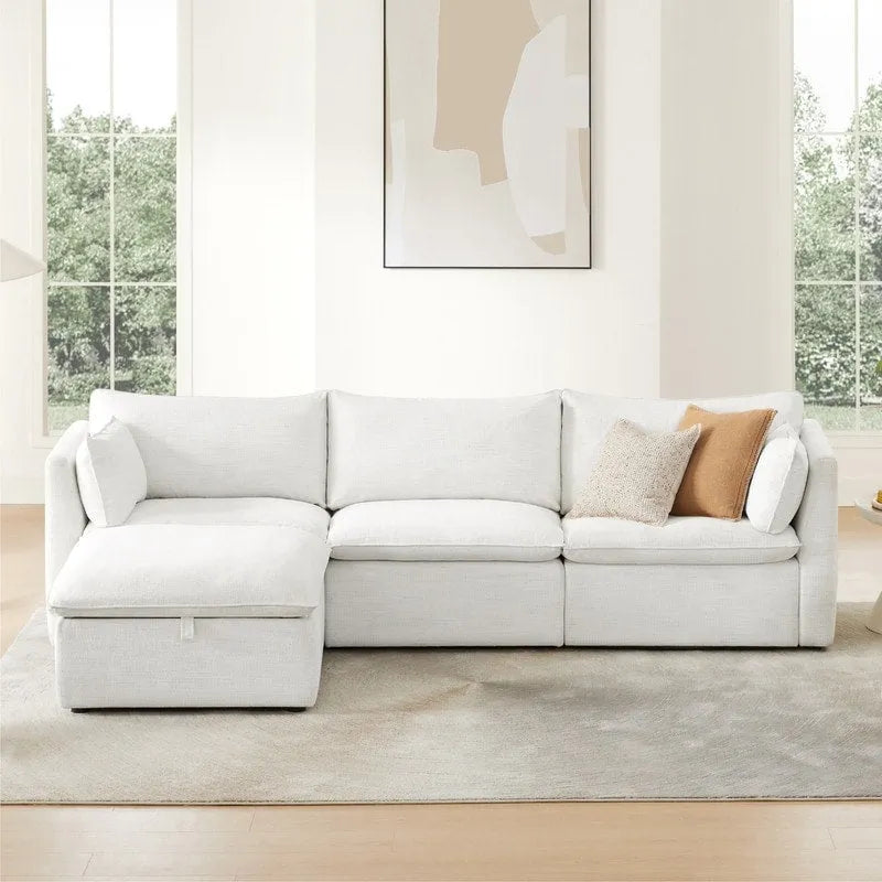Wood Cypress L-shape Sectional Couches Modar Sofa with Ottoman - image 1