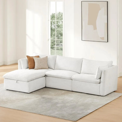 Wood Cypress L-shape Sectional Couches Modar Sofa with Ottoman - image 2