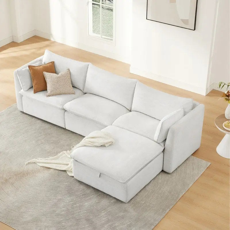 Wood Cypress L-shape Sectional Couches Modar Sofa with Ottoman - image 3