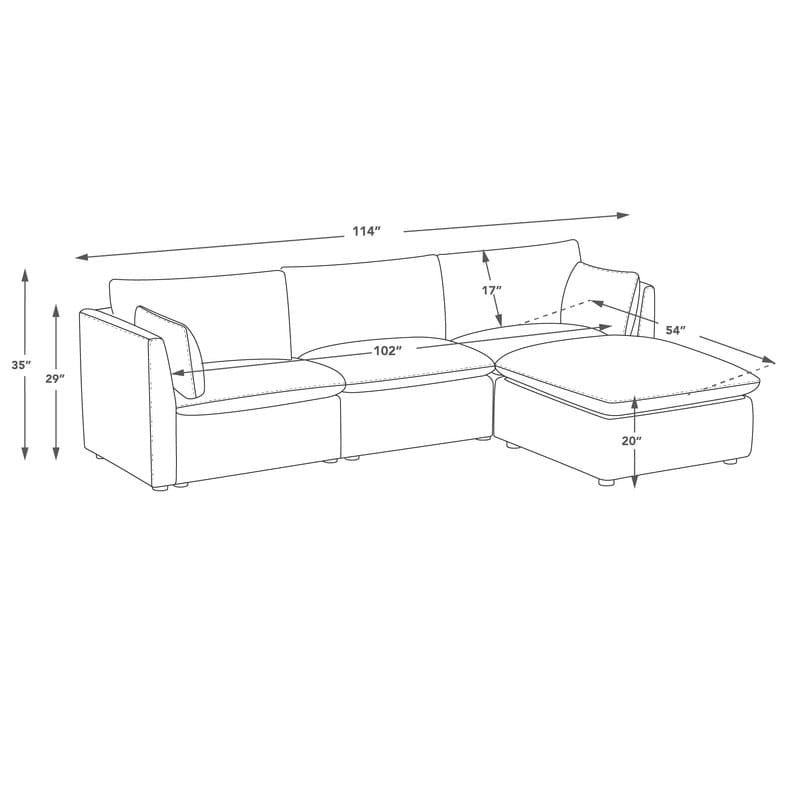 Wood Cypress L-shape Sectional Couches Modar Sofa with Ottoman - image 4