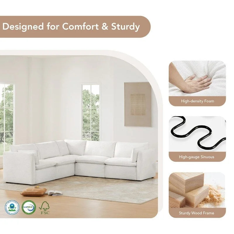 Wood Cypress L-shape Sectional Couches Modar Sofa with Ottoman - image 10