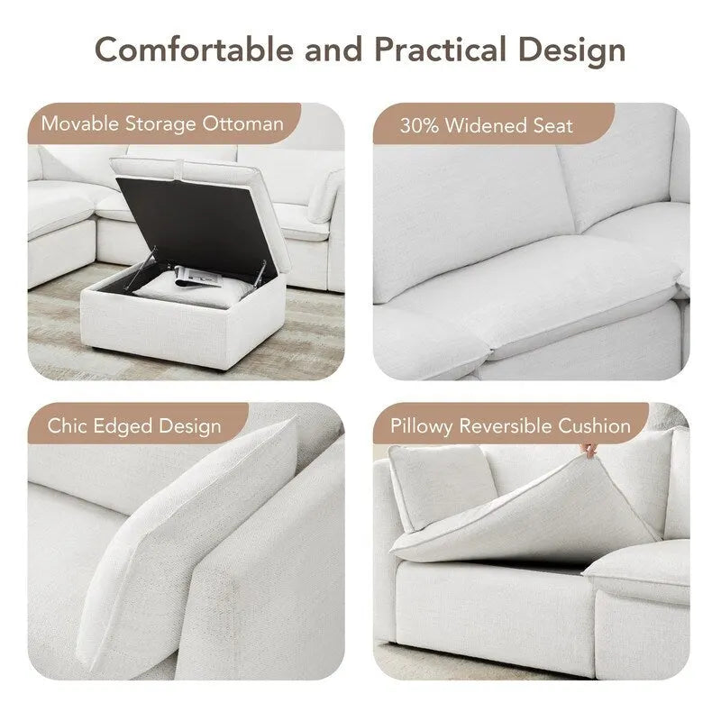 Wood Cypress L-shape Sectional Couches Modar Sofa with Ottoman - image 12